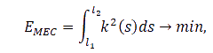 E_MEC=∫_(l_1)^(l_2)▒〖k^2 (s)ds〗→min,